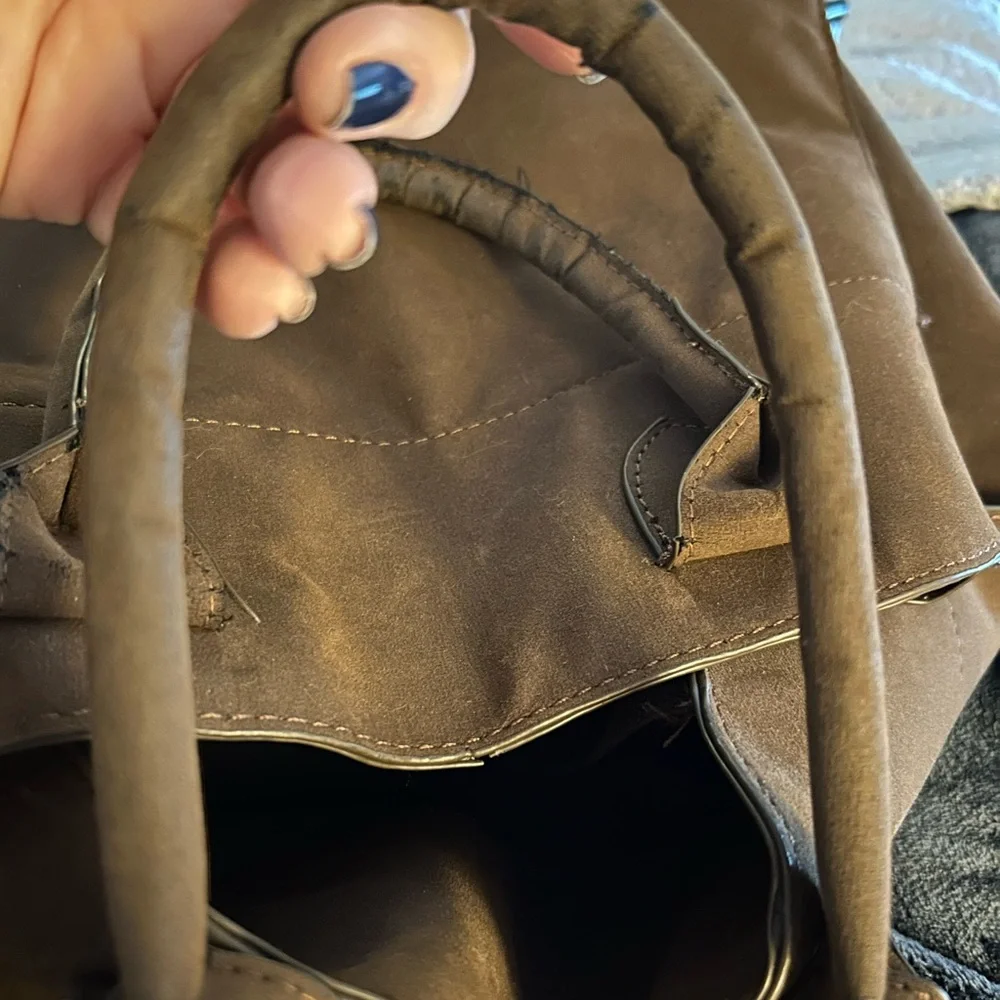 Brown Suede Satchel Bag - Picture 15 of 16